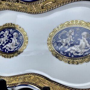 Limoges Porcelain Tea Service Plate Decorated in 22kt Gold and Deep Cobalt | Bea